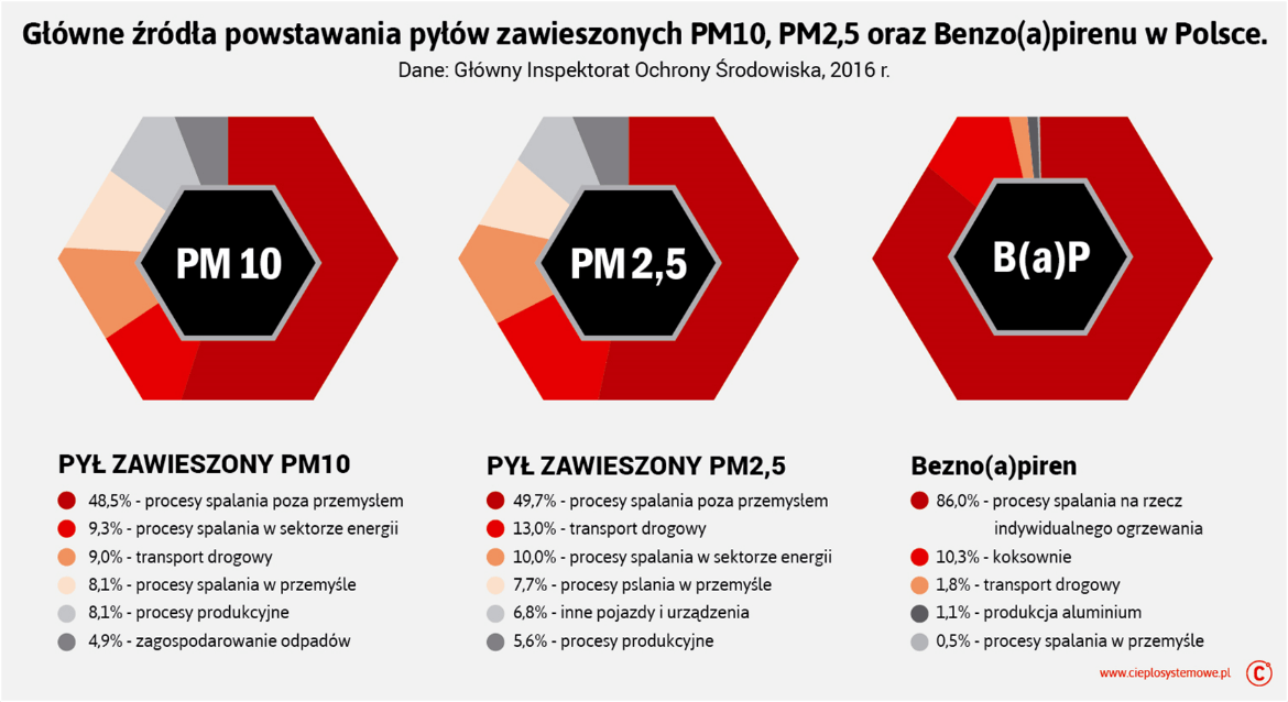Główne polskie źródła pyłów PM2,5, PM10 i benzo(a)pirenu
